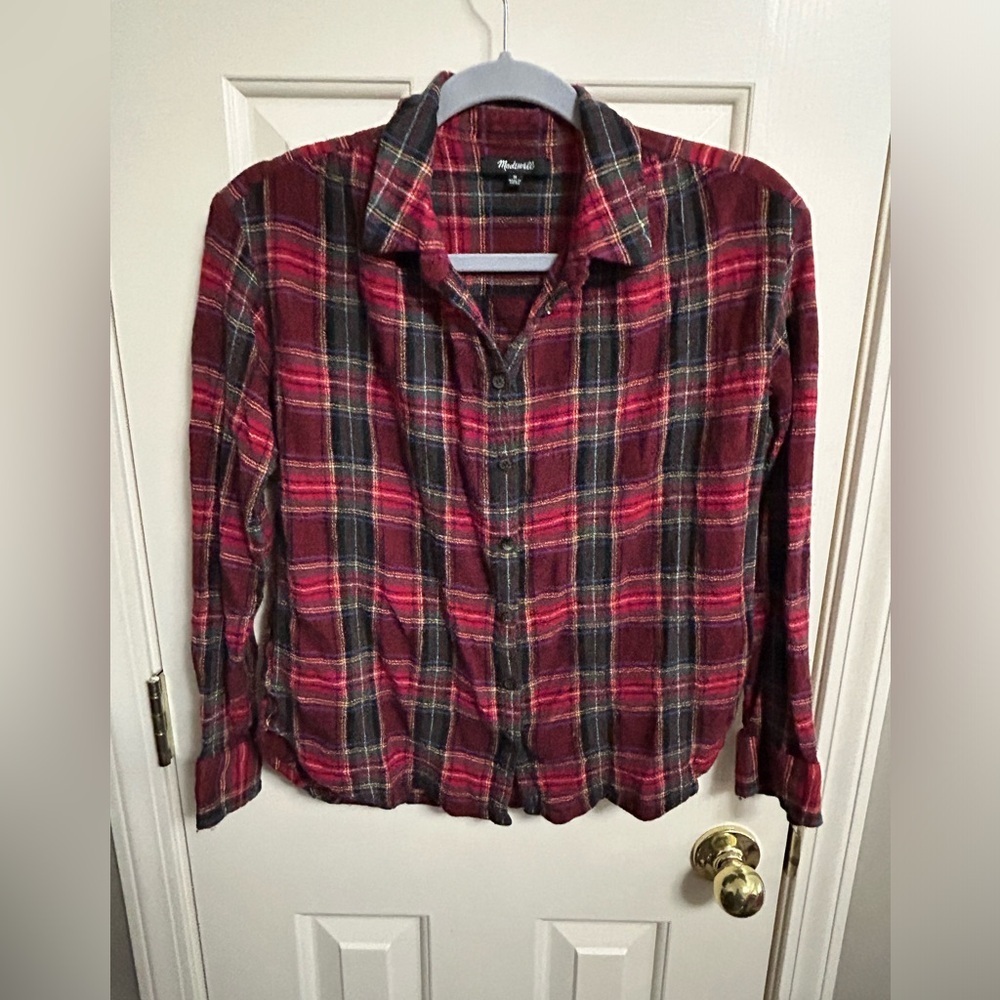 MADEWELL Wool Blend Tartan‎ Plaid Button Down Shirt Medium